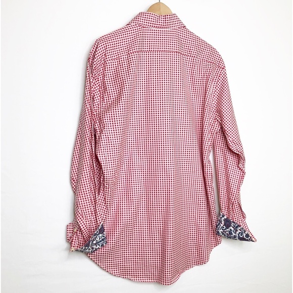 Thomas dean, red and white micro check button down shirt - Picture 8 of 9